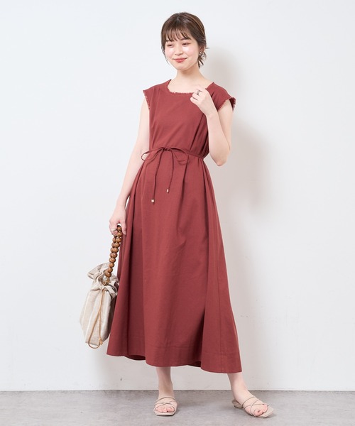 natural couture（ナチュラルクチュール）の「【WEB限定】綿麻フリンジテントラインワンピース（ワンピース・レディース・その他1/ブラウン/その他2/パープル・MEDIUM/LARGE）」の6枚目の写真