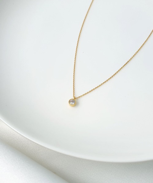 CEMONEMO(セモネモ)の「【金属アレルギー対応】 キュービック シンプル ネックレス / silver925(ネックレス・レディース・シルバー/ゴールド・FREE)」の2枚目の写真