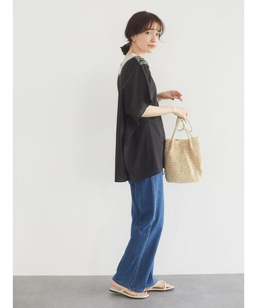 Green　Parks（グリーンパークス）の「Iインド刺繍Vネックブラウス＊（シャツ/ブラウス・レディース・ブルー/オフホワイト/ブラック・FREE）」の11枚目の写真