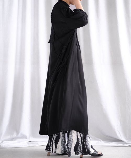 ＡＮＤＪ（アンドジェイ）の「レース胸当て付きポプリンワンピース（ワンピース・レディース・ブラック/ホワイト/ブラウン・M）」の10枚目の写真