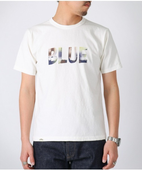 JAPAN BLUE JEANS（ジャパンブルージーンズ）の「コートジボワールコットン Tシャツ / BLUE プリント（Tシャツ/カットソー・メンズ・ネイビー/ホワイト・M/S/L/XL）」の2枚目の写真