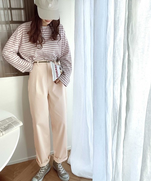 classicalelf（クラシカルエルフ）の「セットアップも楽しめる。ゆるっとルーズなウエストタックテーパードパンツ（チノパンツ・レディース・ナチュラル・LARGE/MEDIUM/X-LARGE）」の10枚目の写真