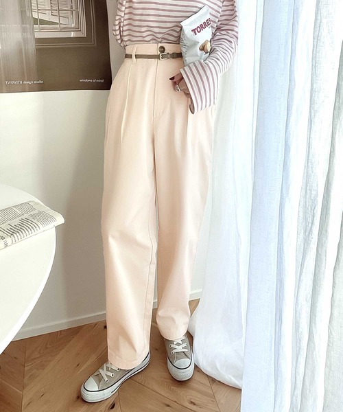 classicalelf（クラシカルエルフ）の「セットアップも楽しめる。ゆるっとルーズなウエストタックテーパードパンツ（チノパンツ・レディース・ナチュラル・LARGE/MEDIUM/X-LARGE）」の15枚目の写真