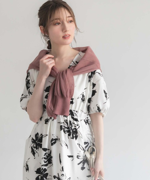 fifth（フィフス）の「水彩フラワーバックリボンワンピース（ワンピース・レディース・ブラック/アイボリー・MEDIUM）」の6枚目の写真