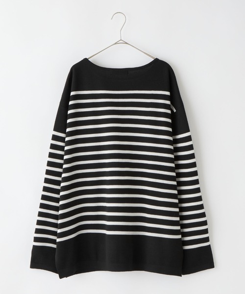 BONLECILL（ボンルシール）の「ミラノリブ パネルボーダー ニットプルオーバー（ニット/セーター・レディース・ブラック系その他/ブラウン系その他/ベージュ系その他/ブルー系その他/ネイビー系・FREE）」の8枚目の写真