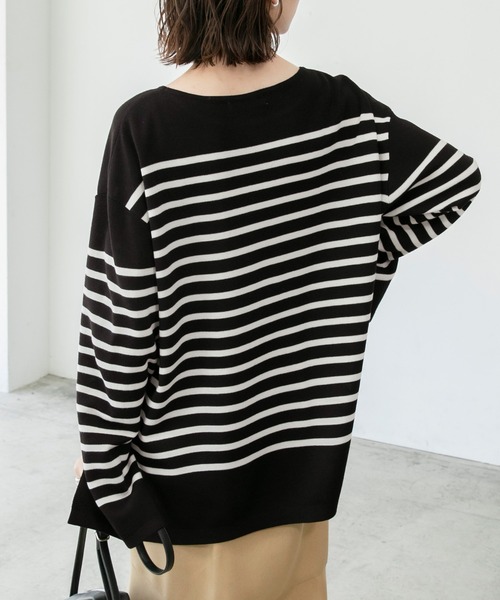 BONLECILL（ボンルシール）の「ミラノリブ パネルボーダー ニットプルオーバー（ニット/セーター・レディース・ブラック系その他/ブラウン系その他/ベージュ系その他/ブルー系その他/ネイビー系・FREE）」の20枚目の写真