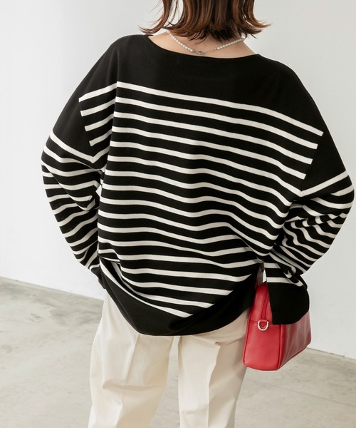 BONLECILL（ボンルシール）の「ミラノリブ パネルボーダー ニットプルオーバー（ニット/セーター・レディース・ブラック系その他/ブラウン系その他/ベージュ系その他/ブルー系その他/ネイビー系・FREE）」の14枚目の写真