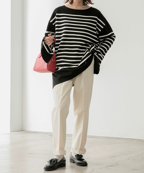 BONLECILL（ボンルシール）の「ミラノリブ パネルボーダー ニットプルオーバー（ニット/セーター・レディース・ブラック系その他/ブラウン系その他/ベージュ系その他/ブルー系その他/ネイビー系・FREE）」の15枚目の写真