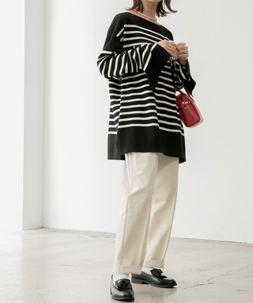 BONLECILL（ボンルシール）の「ミラノリブ パネルボーダー ニットプルオーバー（ニット/セーター・レディース・ブラック系その他/ブラウン系その他/ベージュ系その他/ブルー系その他/ネイビー系・FREE）」の16枚目の写真