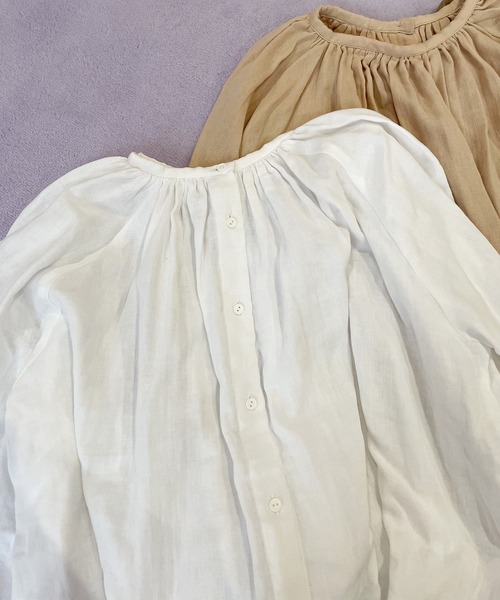 onetome（ワントゥーミー）の「ダブルガーゼ ギャザーブラウス（シャツ/ブラウス・レディース・ホワイト/ベージュ/ブラウン・FREE）」の5枚目の写真
