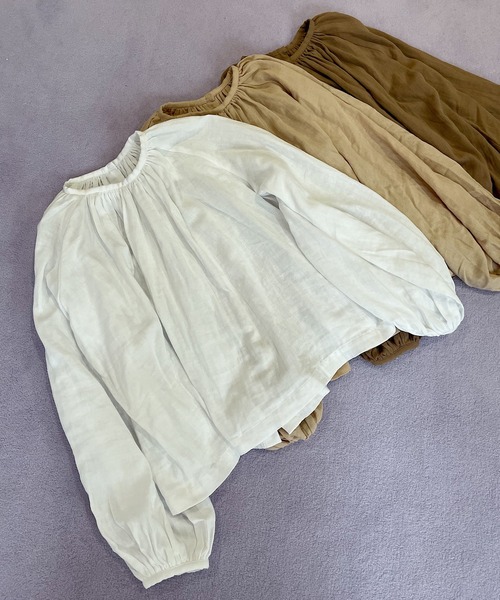 onetome（ワントゥーミー）の「ダブルガーゼ ギャザーブラウス（シャツ/ブラウス・レディース・ホワイト/ベージュ/ブラウン・FREE）」の4枚目の写真
