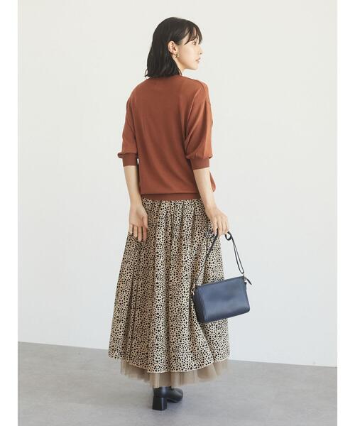 Green　Parks（グリーンパークス）の「袖ボリューム5分袖ニットプルオーバー＊（ニット/セーター・レディース・ダークグレー/ライトブラウン/グリーン・FREE）」の6枚目の写真