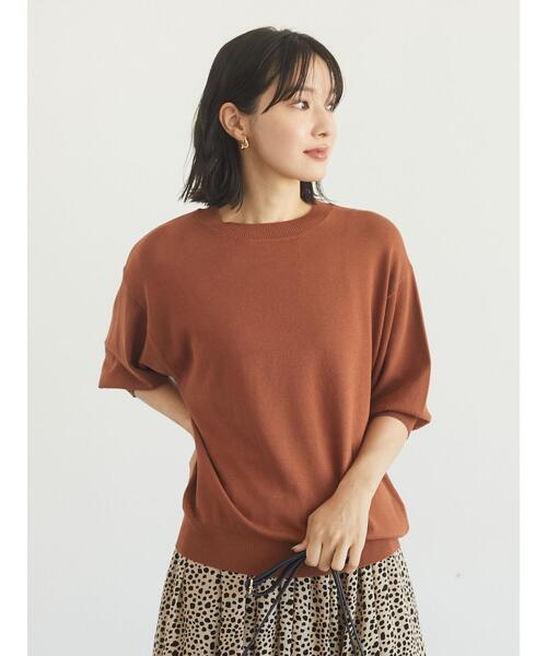 Green　Parks（グリーンパークス）の「袖ボリューム5分袖ニットプルオーバー＊（ニット/セーター・レディース・ダークグレー/ライトブラウン/グリーン・FREE）」の7枚目の写真