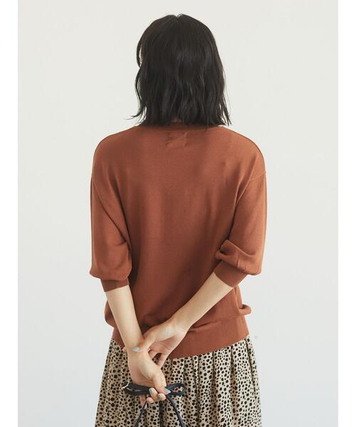 Green　Parks（グリーンパークス）の「袖ボリューム5分袖ニットプルオーバー＊（ニット/セーター・レディース・ダークグレー/ライトブラウン/グリーン・FREE）」の9枚目の写真