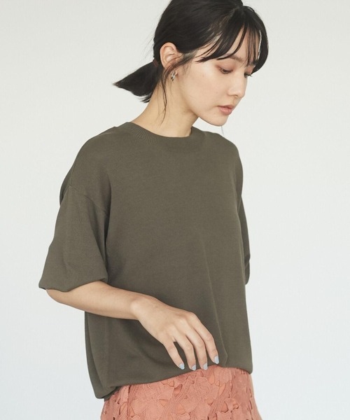 Green　Parks（グリーンパークス）の「袖ボリューム5分袖ニットプルオーバー＊（ニット/セーター・レディース・ダークグレー/ライトブラウン/グリーン・FREE）」の2枚目の写真