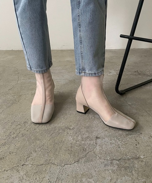 210nouve（トゥージュヌーブ）の「スクエアトゥシアーパイピングブーツ（ブーツ・レディース・ベージュ/ブラック・39/38/36/37）」の21枚目の写真