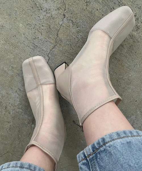 210nouve（トゥージュヌーブ）の「スクエアトゥシアーパイピングブーツ（ブーツ・レディース・ベージュ/ブラック・39/38/36/37）」の20枚目の写真