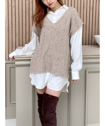 RESEXXY | ニットベストレイヤードシャツチュニック(ベスト)