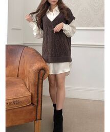 RESEXXY | ニットベストレイヤードシャツチュニック(ベスト)