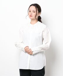 LOWRYS FARM | レースアタッチドカラーシャツＬＳ　218706(シャツ/ブラウス)