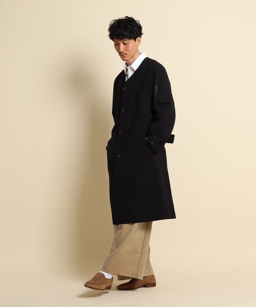 40ｃｔ＆525（フォーティーカラッツアンドゴーニーゴ）の「ノーカラーベルテッドコート（ノーカラーコート・メンズ・ブラック・03/04/02）」の8枚目の写真