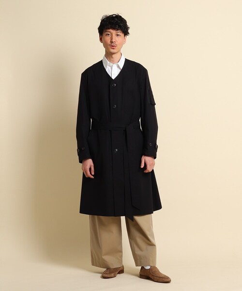 40ｃｔ＆525（フォーティーカラッツアンドゴーニーゴ）の「ノーカラーベルテッドコート（ノーカラーコート・メンズ・ブラック・03/04/02）」の4枚目の写真
