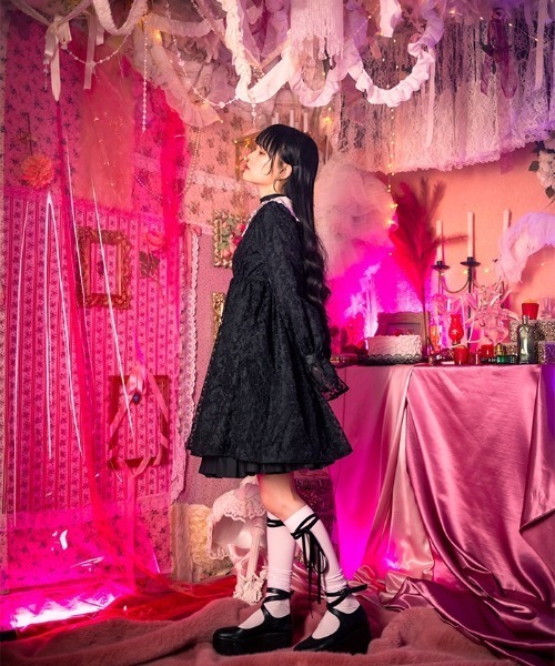 FickleBebe ビッグカラーオパールミニワンピース オーガンジー 花柄 FickleBebe（フィクルベベ）の「ビッグカラーオパールミニ
