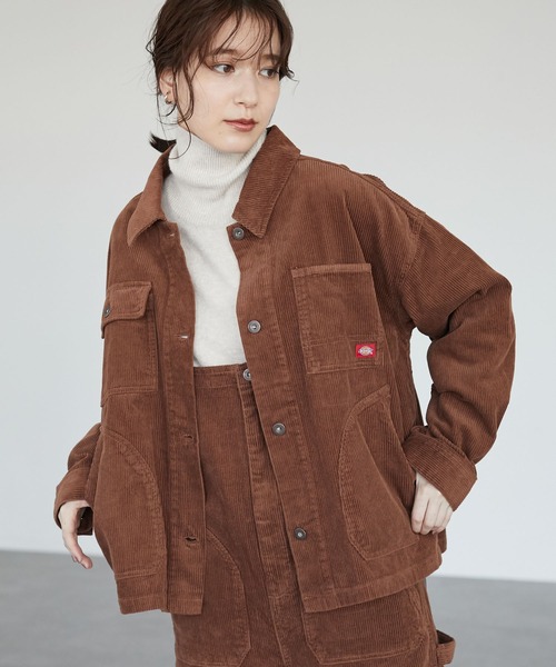 Dickies（ディッキーズ）の「【WEB限定】Dickies/ディッキーズ　コーデュロイワークJK＊（ブルゾン・レディース・アイボリー/ブラック/キャメル・M）」の3枚目の写真