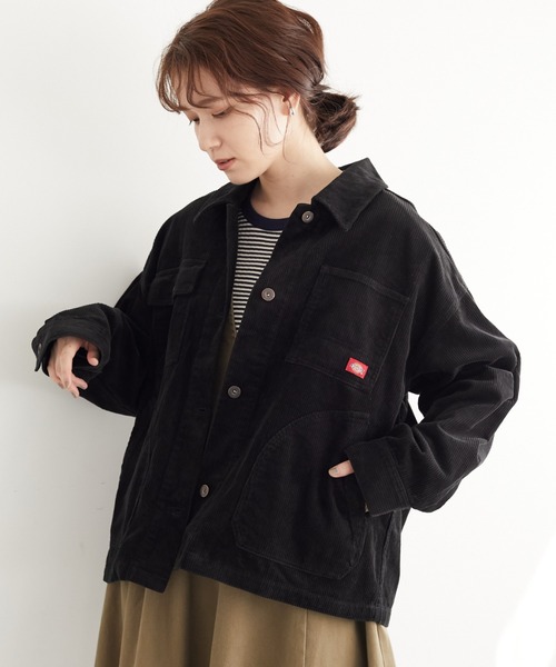 Dickies（ディッキーズ）の「【WEB限定】Dickies/ディッキーズ　コーデュロイワークJK＊（ブルゾン・レディース・アイボリー/ブラック/キャメル・M）」の2枚目の写真