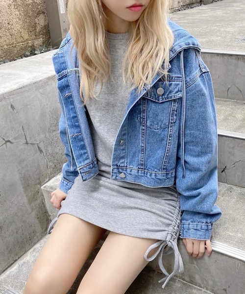 Figments（フィグメンツ）の「フードデニムジャケット（デニムジャケット・レディース・インディゴブルー/ブラック/オフホワイト・FREE）」の8枚目の写真