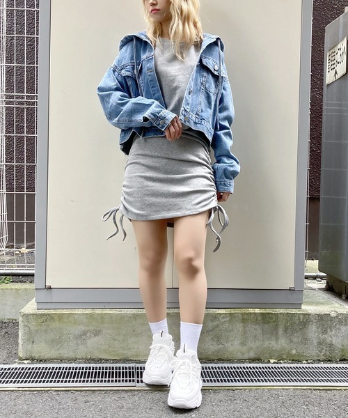 Figments（フィグメンツ）の「フードデニムジャケット（デニムジャケット・レディース・インディゴブルー/ブラック/オフホワイト・FREE）」の6枚目の写真