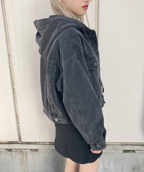 Figments（フィグメンツ）の「フードデニムジャケット（デニムジャケット・レディース・インディゴブルー/ブラック/オフホワイト・FREE）」の16枚目の写真