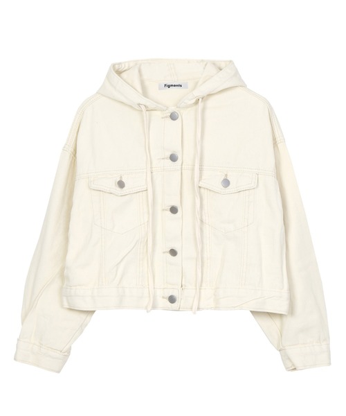 Figments（フィグメンツ）の「フードデニムジャケット（デニムジャケット・レディース・インディゴブルー/ブラック/オフホワイト・FREE）」の19枚目の写真