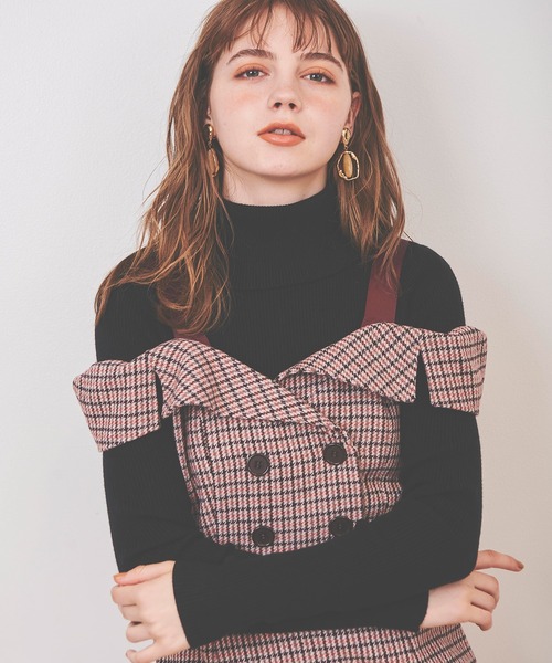 31 Sons de mode(トランテアン ソン ドゥ モード)の「リブタートルニット(ニット/セーター・レディース・ブラック/ブラウン/ピンク/ブルー/マスタード・36)」の7枚目の写真