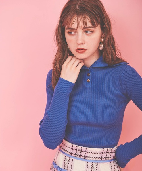 31 Sons de mode(トランテアン ソン ドゥ モード)の「リブタートルニット(ニット/セーター・レディース・ブラック/ブラウン/ピンク/ブルー/マスタード・36)」の16枚目の写真