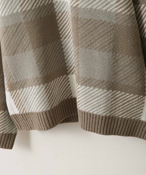 ZIP FIVE（ジップファイブ）の「【ZIP FIVE】古着風 ヴィンテージ オーバーサイズ チェック＆アーガイル柄クルーニット（ニット/セーター・メンズ・オフホワイト/ブルー/ホワイト×ブラック/グレイッシュベージュ/グレー系/ブラウン系・MEDIUM/LARGE）」の15枚目の写真