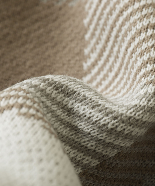 ZIP FIVE（ジップファイブ）の「【ZIP FIVE】古着風 ヴィンテージ オーバーサイズ チェック＆アーガイル柄クルーニット（ニット/セーター・メンズ・オフホワイト/ブルー/ホワイト×ブラック/グレイッシュベージュ/グレー系/ブラウン系・MEDIUM/LARGE）」の13枚目の写真