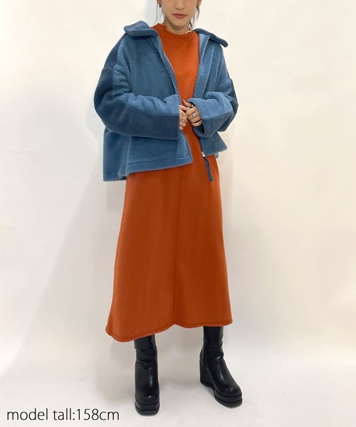 AS KNOW AS PINKY(アズノゥアズピンキー)の「ボアボア カラー触って ボアブルゾン(ブルゾン・レディース・オフホワイト/カーキ/ブルー・FREE)」の6枚目の写真