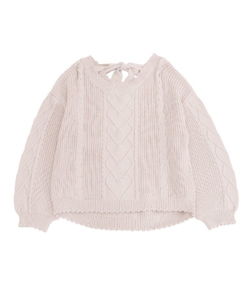 axes femme POETIQUE（アクシーズファムポエティック）の「ハートケーブルニットＰＯ（ニット/セーター・レディース・ピンク/グリーン/キナリ・MEDIUM）」の3枚目の写真