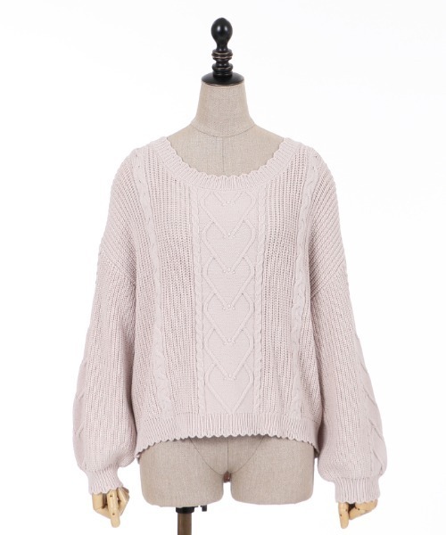 axes femme POETIQUE（アクシーズファムポエティック）の「ハートケーブルニットＰＯ（ニット/セーター・レディース・ピンク/グリーン/キナリ・MEDIUM）」の10枚目の写真