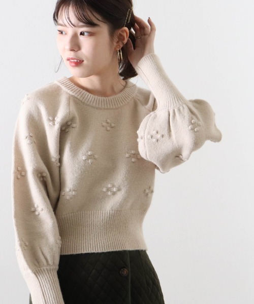 Cheek(チーク)の「ポップコーンボリュームスリーブニットプルオーバー(ニット/セーター・レディース・アイボリー/ブラック/グリーン系その他・MEDIUM)」の17枚目の写真