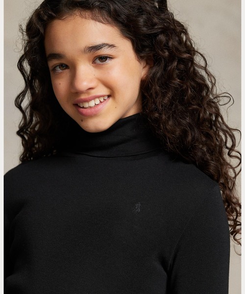 POLO RALPH LAUREN CHILDRENSWEAR（ポロ ラルフ ローレン チルドレンズウェア）の「リブド コットンブレンド タートルネック（Tシャツ/カットソー・キッズ・ブラック系1・M/S/XL/L）」の4枚目の写真