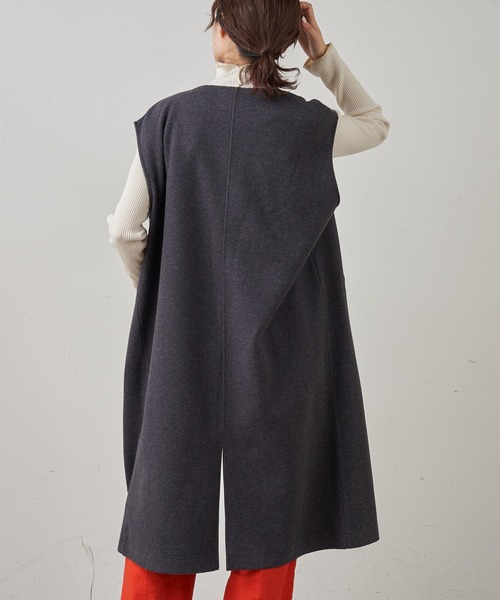 CIAOPANIC TYPY（チャオパニックティピー）の「メルトンライクロングジレベスト（ベスト・レディース・チャコールグレー/ベージュ/オフホワイト・ONE SIZE）」の6枚目の写真