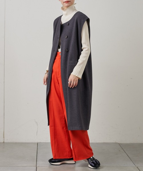 CIAOPANIC TYPY（チャオパニックティピー）の「メルトンライクロングジレベスト（ベスト・レディース・チャコールグレー/ベージュ/オフホワイト・ONE SIZE）」の15枚目の写真