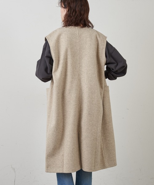 CIAOPANIC TYPY（チャオパニックティピー）の「メルトンライクロングジレベスト（ベスト・レディース・チャコールグレー/ベージュ/オフホワイト・ONE SIZE）」の7枚目の写真