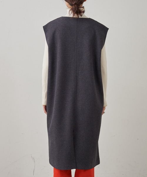 CIAOPANIC TYPY（チャオパニックティピー）の「メルトンライクロングジレベスト（ベスト・レディース・チャコールグレー/ベージュ/オフホワイト・ONE SIZE）」の8枚目の写真