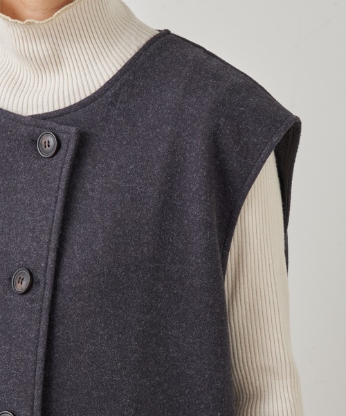 CIAOPANIC TYPY（チャオパニックティピー）の「メルトンライクロングジレベスト（ベスト・レディース・チャコールグレー/ベージュ/オフホワイト・ONE SIZE）」の17枚目の写真