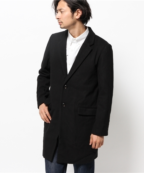 CIAOPANIC(チャオパニック)の「【Ciaopanic】メルトンチェスターコート(チェスターコート・メンズ・ブラック/ネイビー/チャコールグレー・LARGE/MEDIUM/FREE/SMALL)」の2枚目の写真