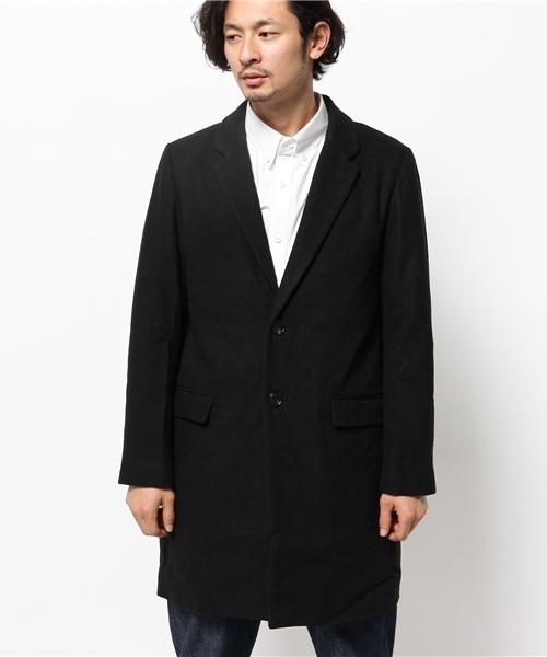 CIAOPANIC(チャオパニック)の「【Ciaopanic】メルトンチェスターコート(チェスターコート・メンズ・ブラック/ネイビー/チャコールグレー・LARGE/MEDIUM/FREE/SMALL)」の4枚目の写真