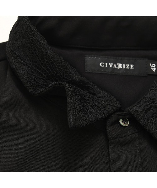 CIVARIZE（シヴァーライズ）の「『CIVARIZE/シヴァーライズ』レース生地切り替えロングシャツ（シャツ/ブラウス・メンズ・ホワイト/ブラック・M/L）」の16枚目の写真